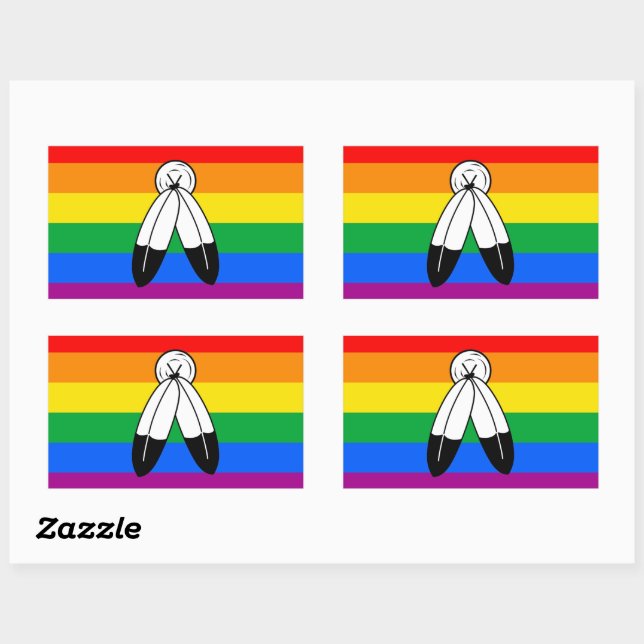 Two-Spirit LGBTQ+ Pride Flag Rectangular Sticker (Sheet)