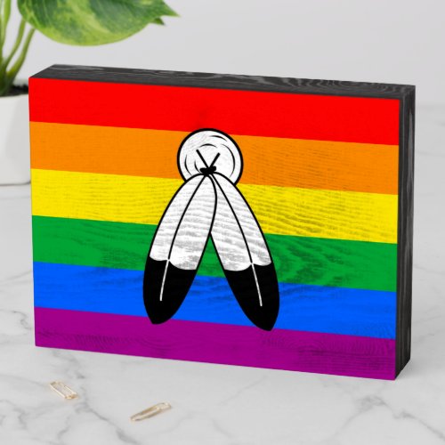 Two_Spirit LGBTQ Pride Flag Wooden Box Sign