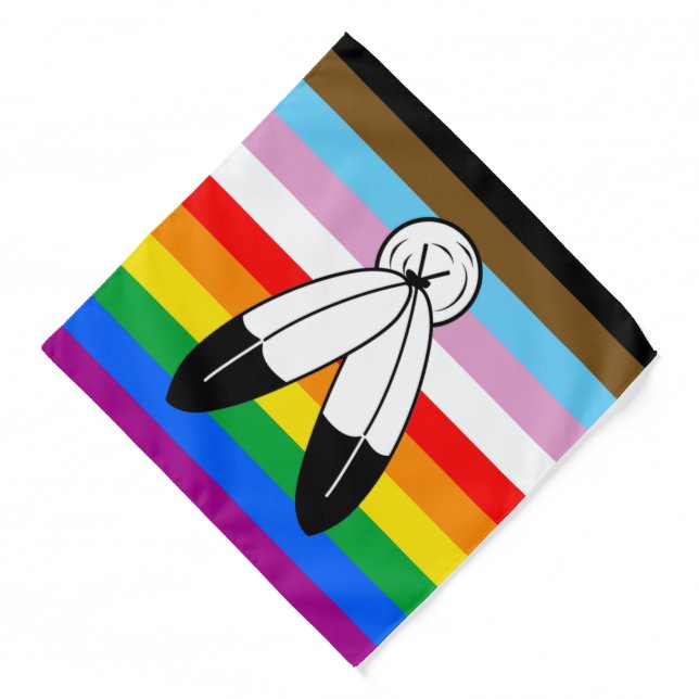 Two-Spirit LGBTQ+ Progress Pride Flag Bandana (Front)