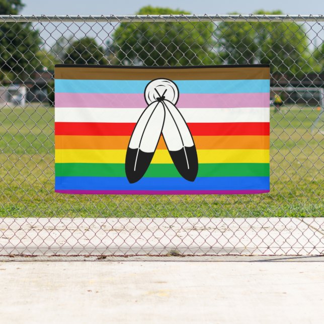 Two-Spirit LGBTQ+ Progress Pride Flag Banner (Insitu)