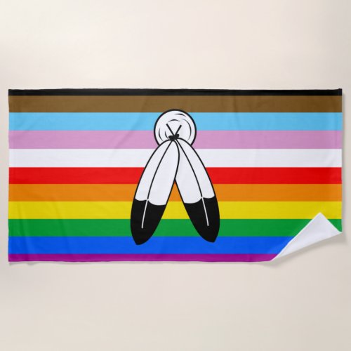 Two_Spirit LGBTQ Progress Pride Flag Beach Towel
