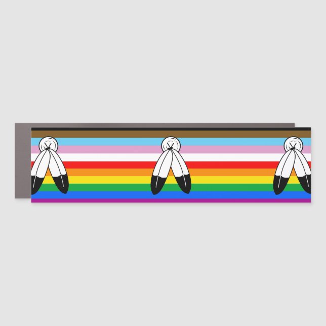 Two-Spirit LGBTQ+ Progress Pride Flag Car Magnet (Front)