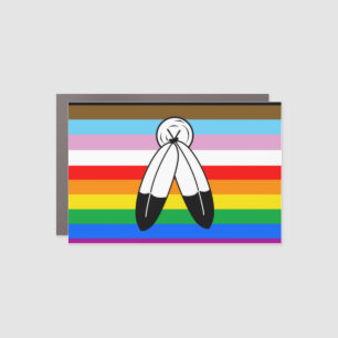 Two-Spirit LGBTQ+ Progress Pride Flag Car Magnet