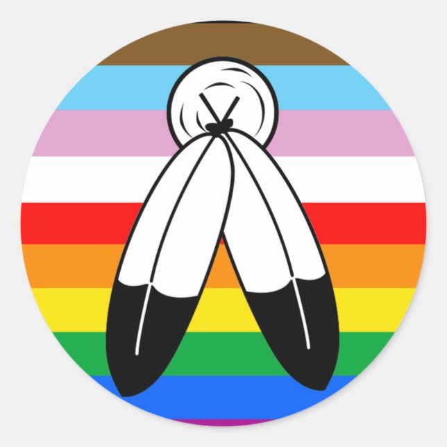 Two-Spirit LGBTQ+ Progress Pride Flag Classic Round Sticker (Front)
