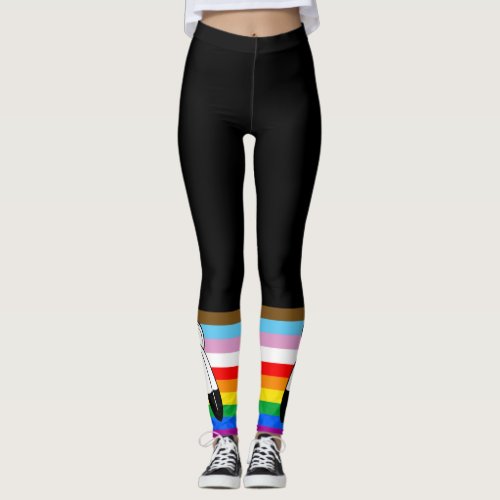 Two_Spirit LGBTQ Progress Pride Flag Leggings