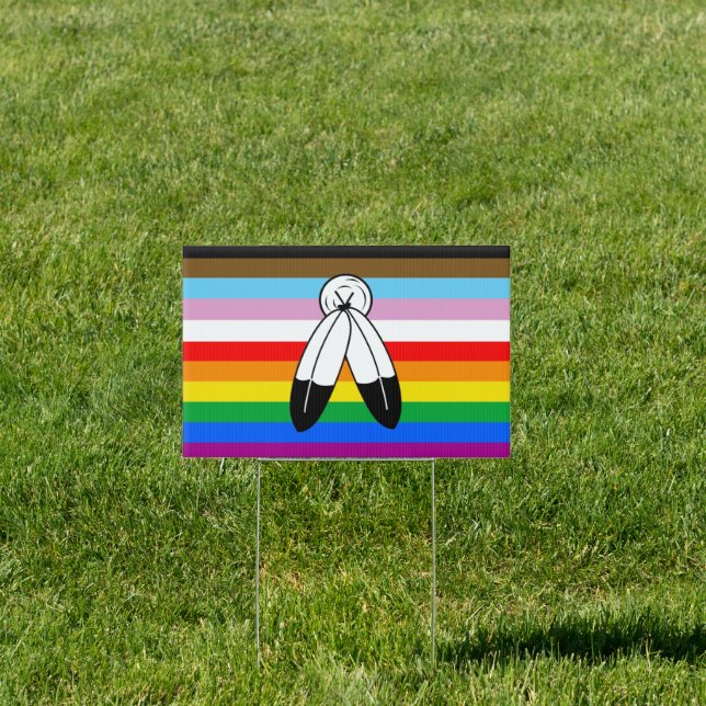 Two-Spirit LGBTQ+ Progress Pride Flag Sign (Insitu)