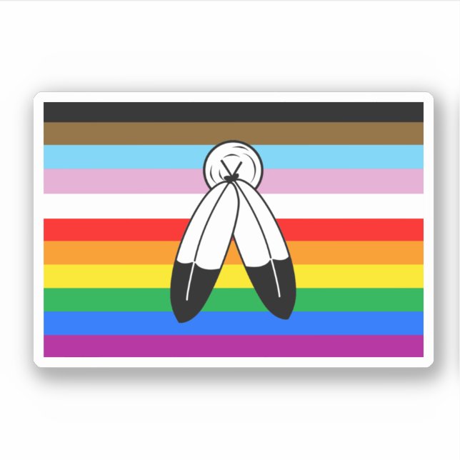 Two-Spirit LGBTQ+ Progress Pride Flag Sticker (Front)