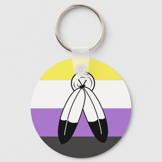 Two-Spirit Nonbinary Pride Flag Keychain (Front)