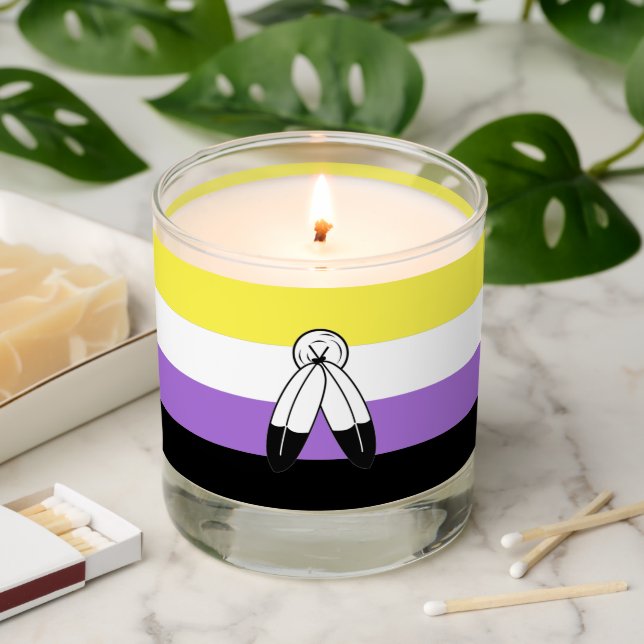 Two-Spirit Nonbinary Pride Flag Scented Candle (Lit)