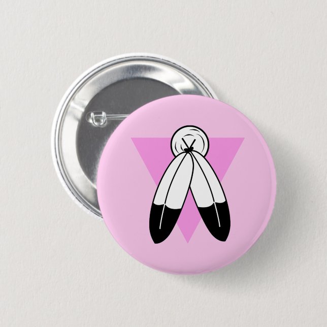 Two-Spirit Pink Triangle Flag Button (Front & Back)