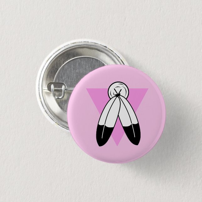 Two-Spirit Pink Triangle Flag Button (Front & Back)