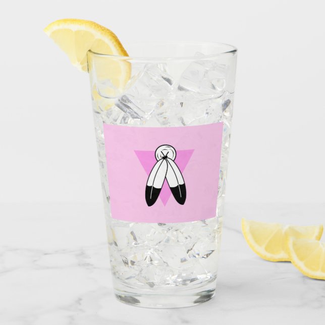 Two-Spirit Pink Triangle Flag Glass (Front Ice)