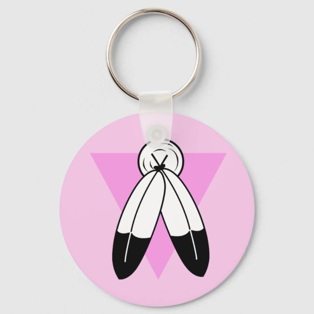 Two-Spirit Pink Triangle Flag Keychain (Front)