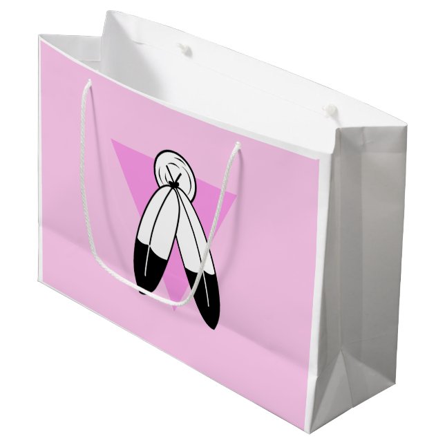 Two-Spirit Pink Triangle Flag Large Gift Bag (Front Angled)