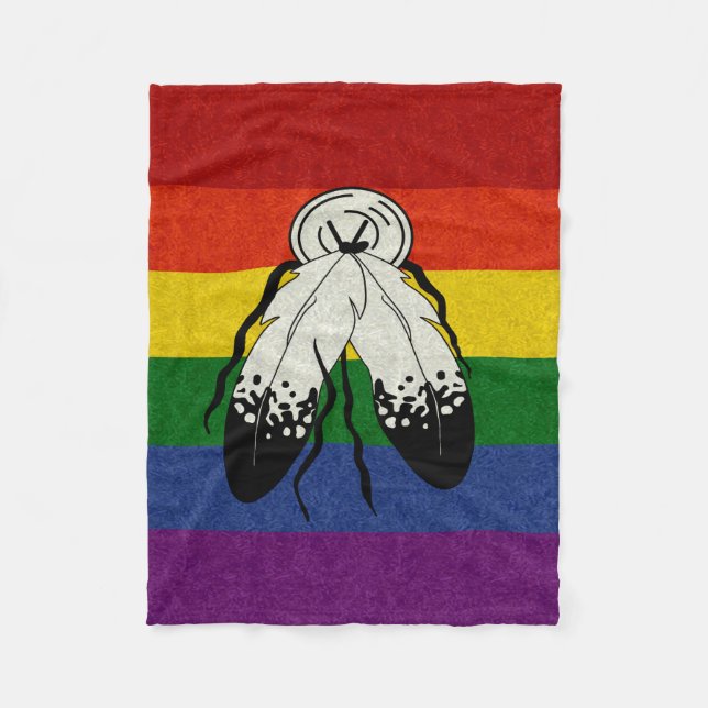 Two-Spirited Pride Flag Colored Background Design Fleece Blanket (Front)