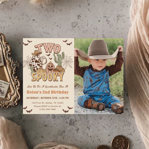 Two Spooky 2nd Birthday Western Party Photo  Invitation