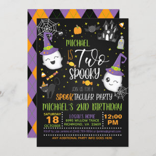 Two Spooky Birthday Invitation - Blk