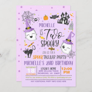 Two Spooky Birthday Invitation - Purple