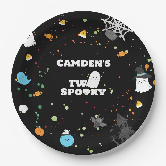 Two Spooky Birthday  Paper Plates (Front)
