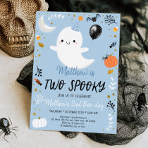 TWO Spooky Blue Ghost Halloween Birthday Invitation