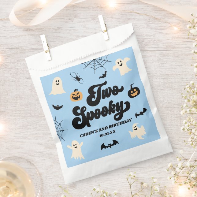 Two Spooky Blue Halloween 2nd Birthday Party Favor Bag (Clipped)
