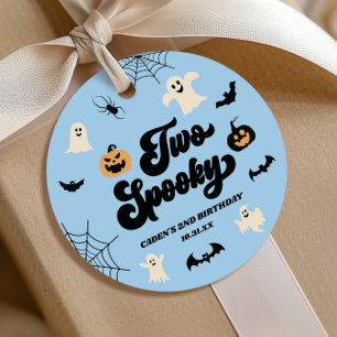 Two Spooky Blue Halloween 2nd Birthday Party Favor Tags