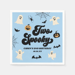 Two Spooky Blue Halloween 2nd Birthday Party Napkins