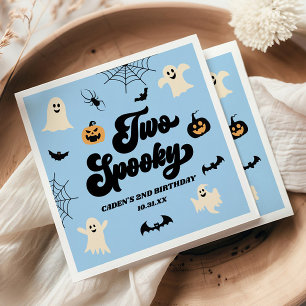 Two Spooky Blue Halloween 2nd Birthday Party Napkins