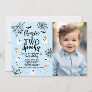 Two Spooky Blue Halloween Invite with Photo