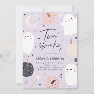 Two Spooky Boho Halloween Ghost 2nd Birthday Party Invitation