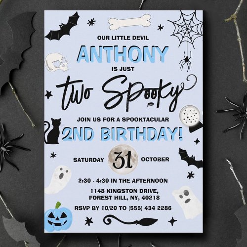 Two Spooky Boys Halloween 2nd Birthday Invitation