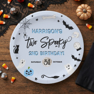 Two Spooky! Boys Halloween 2nd Birthday Party Paper Plates