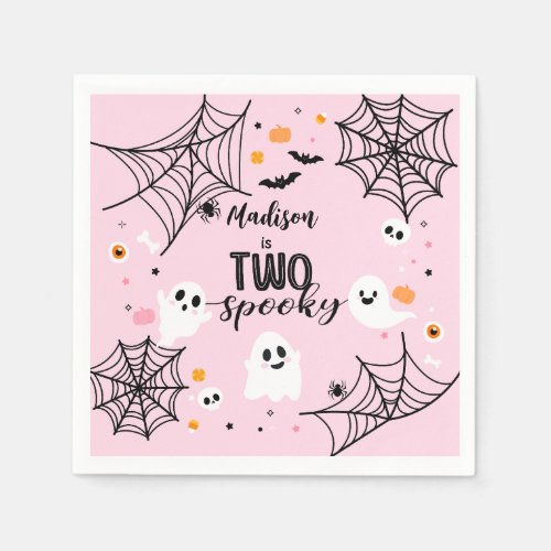 Two Spooky Cute Ghost Pink Halloween Napkins