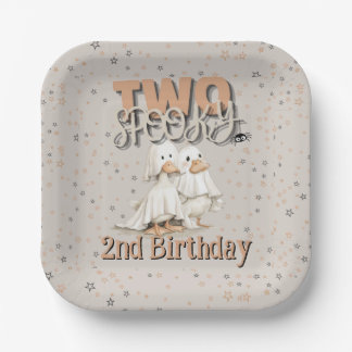 Two Spooky Cute Halloween Ghost 2nd Birthday Paper Plates