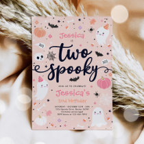 Two Spooky Cute Halloween Ghost 2nd Birthday Party Invitation