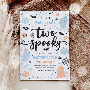 Two Spooky Cute Halloween Ghost 2nd Birthday Party Invitation