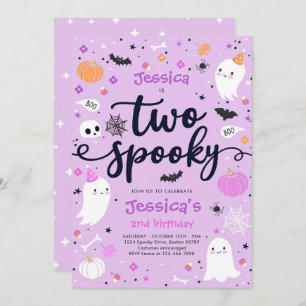 Two Spooky Cute Halloween Ghost 2nd Birthday Party Invitation