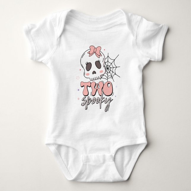 Two Spooky Cute Pink Halloween Name Birthday Baby Bodysuit (Front)