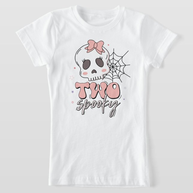 Two Spooky Cute Pink Halloween Name Birthday T-Shirt (Laydown)