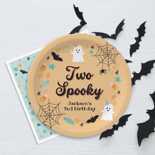 Two Spooky Gender Neutral Halloween Birthday Party Paper Plates