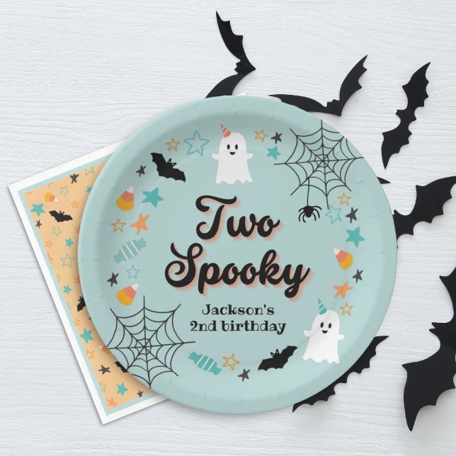 Two Spooky Gender Neutral Halloween Birthday Party Paper Plates (Creator Uploaded)