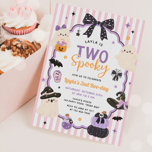 Two Spooky Ghost Halloween 2nd Birthday Invitation