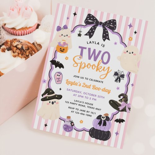 Two Spooky Ghost Halloween 2nd Birthday  Invitation