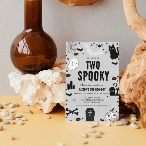 Two Spooky  Ghost Halloween 2nd Birthday party Invitation