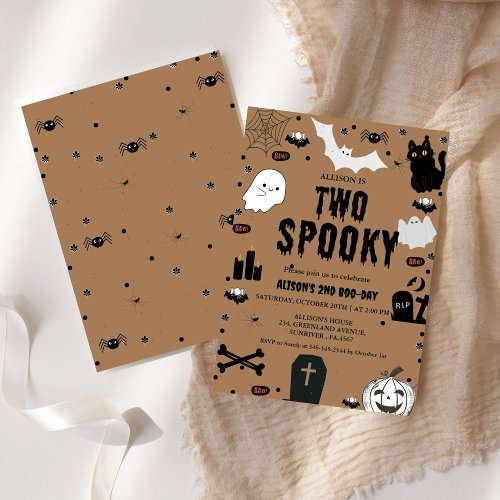 Two Spooky  Ghost Halloween 2nd Birthday party Invitation