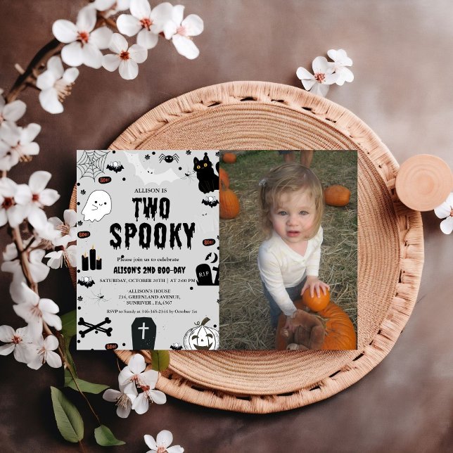 Two Spooky  Ghost Halloween 2nd Birthday party Invitation (Creator Uploaded)