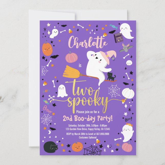 Two Spooky Girl 2nd Birthday Halloween Party (Front)