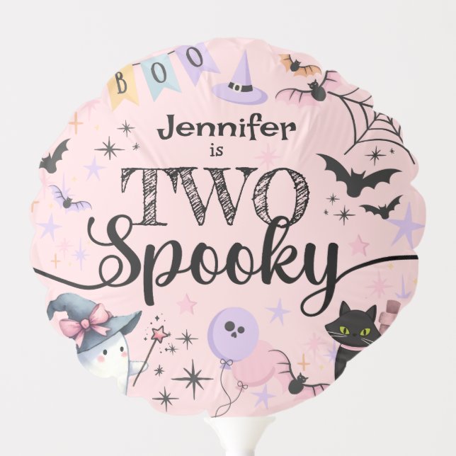 TWO Spooky Girl Cute Ghost Halloween 2nd Birthday Balloon (Front)