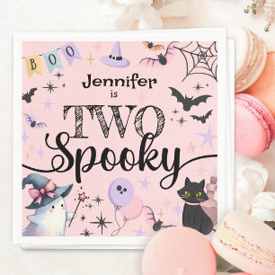 TWO Spooky Girl Cute Ghost Halloween 2nd Birthday Napkins