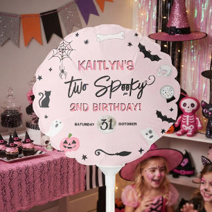Two Spooky! Girls Halloween 2nd Birthday Party Balloon
